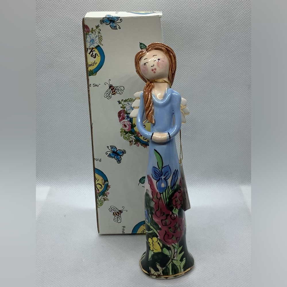 Blue Sky Clay Works Heather Goldminc Praying Angel Hand Painted Ceramic 2002 NIB - Picture 2 of 10